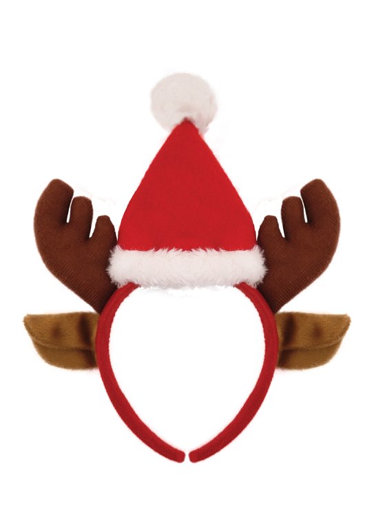 Reindeer Antler Headband with Ears and Santa Hat