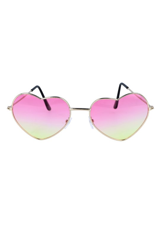 Pink and Yellow Ombre Heart Glasses with Silver Frame (Adult)