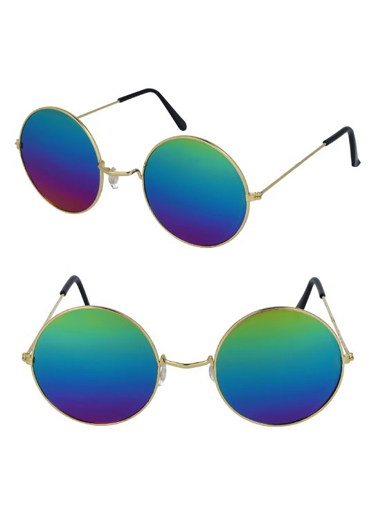 Large Gold Framed Glasses with Rainbow Lenses (Adult)