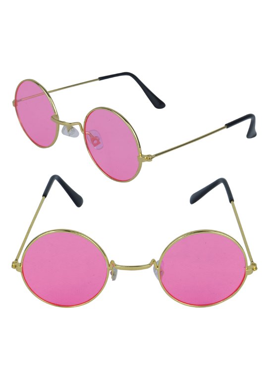 Gold Framed Glasses with Pink Lenses (Adult)