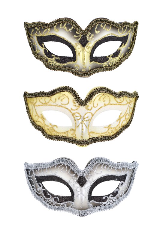 Glitter Eye Masks with Metallic Trim (3 Assorted Colours)