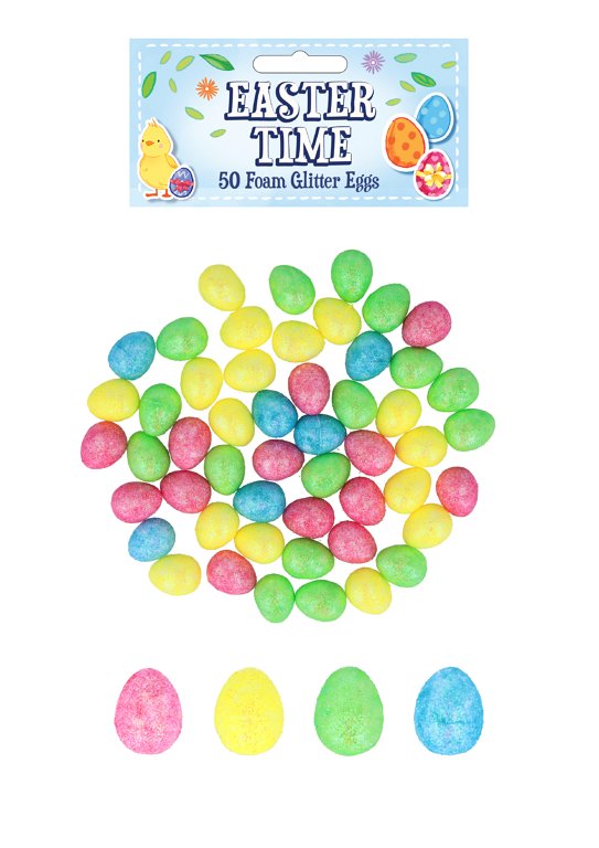 Foam Glitter Easter Eggs Assorted Colours (1.8cm)