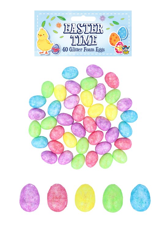 Mini Glitter Foam Easter Egg Craft Kit 40pcs (2cm x 1.5cm) Easter Arts and Crafts