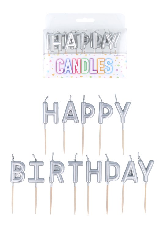 13-Pack Silver 'Happy Birthday' Candles (2-2.8cm)