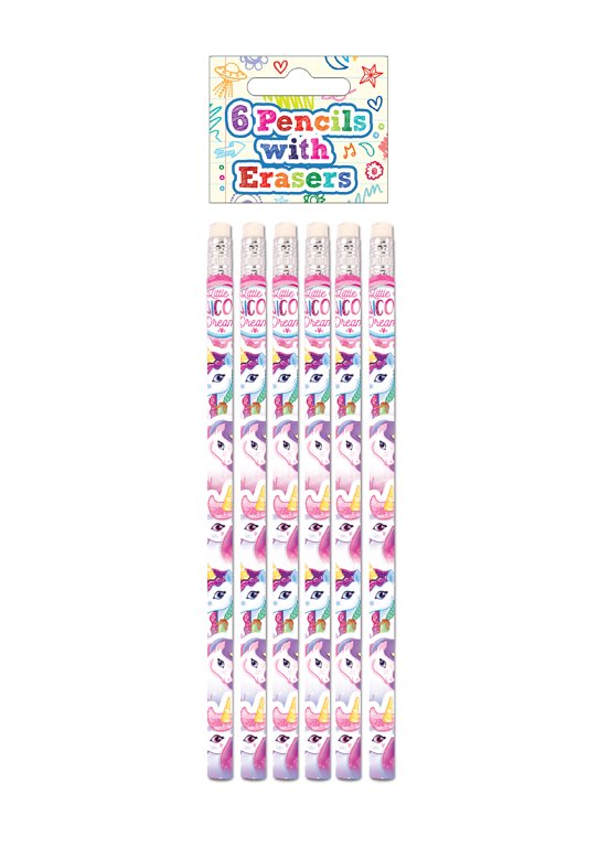 Unicorn Pencils with Erasers (6 pieces)