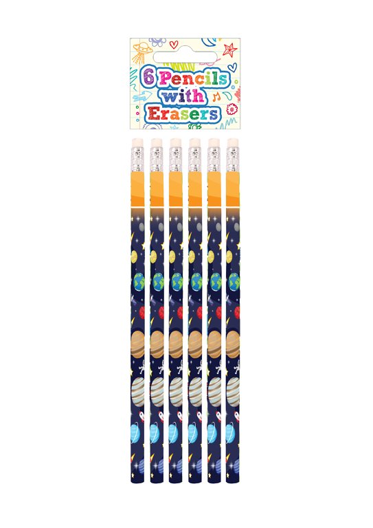 Space Pencils with Erasers (6 pieces)
