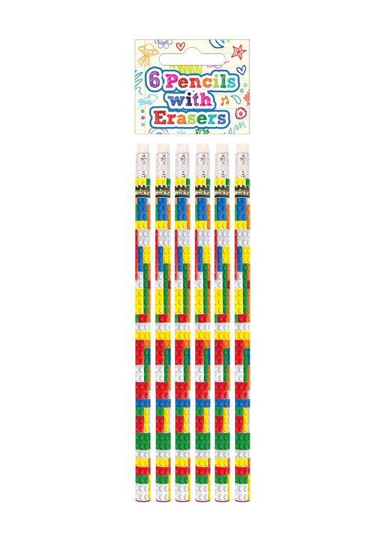 Brickz Pencils with Erasers (6 pieces)