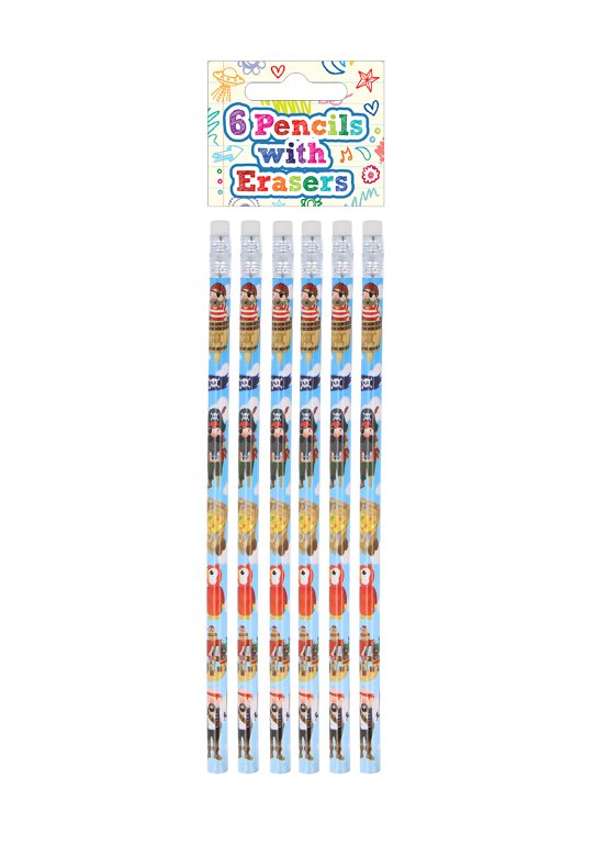 Pirate Pencils with Erasers (6 pieces)