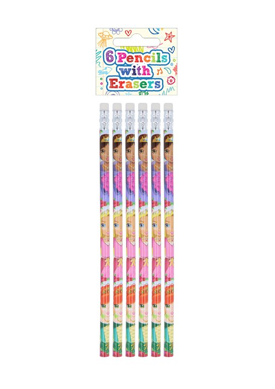 Princess Pencils with Erasers (6 pieces)