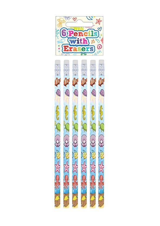 Sealife Pencils with Erasers (6 pieces)