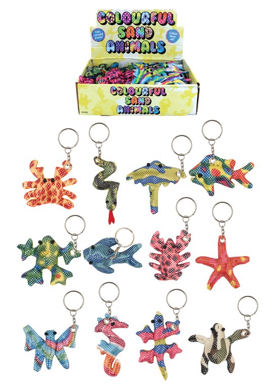 Sand Animal Keychains (7-12cm) 12 Assorted Designs