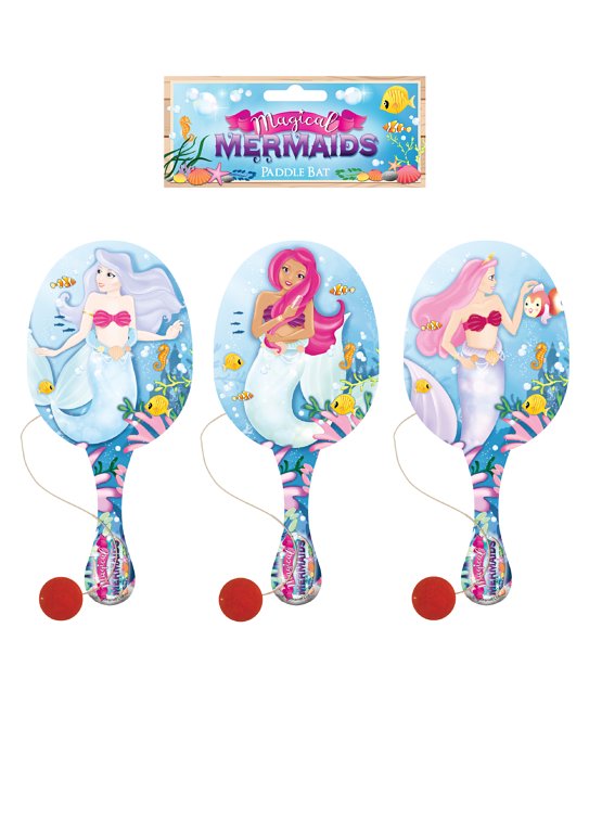 Mermaid Wooden Paddle Bat and Ball Games (22cm) 3 Assorted Designs