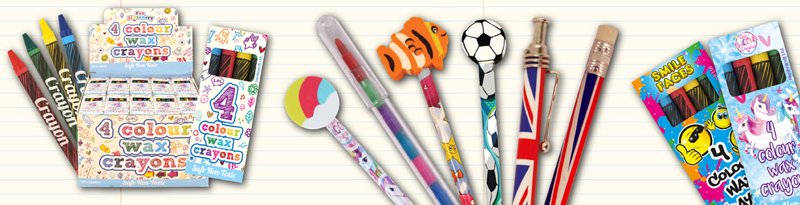 Stationery Pens Pencils Crayons Banner