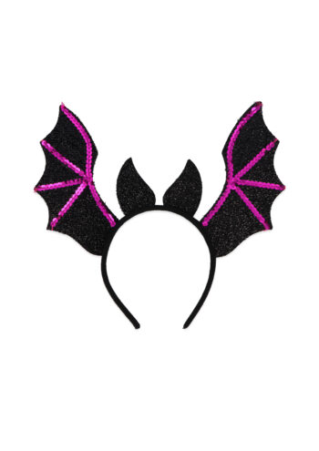 HEADBAND BAT BLACK W/PURPLE TRIM 25CM X 30CM